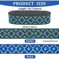 thumbnail image 4 of 7.7 Yard Blue Ethnic Style Jacquard Ribbon 1.3 inch Wide Rhombus Floral Pattern Woven Trim Vintage Embroidery Polyester Ribbons Fabric Trim, 4 of 10