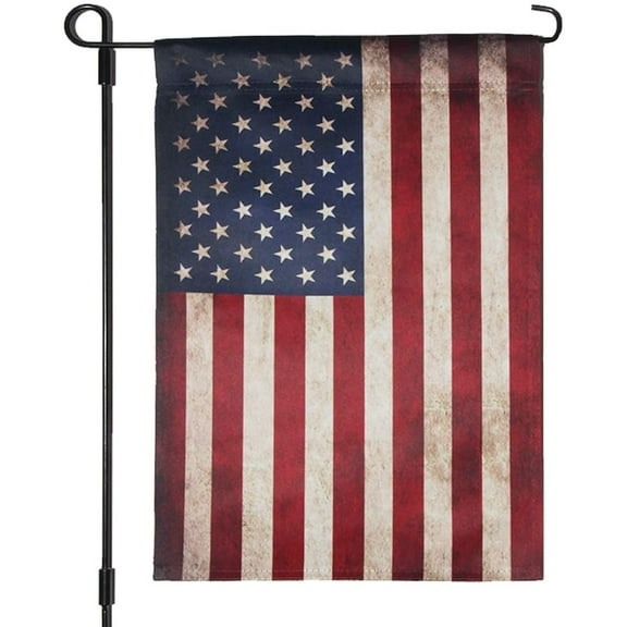 TOPFLAGS Tea Stained Patriotic American Garden Flag- USA Independent Day 4th of July Double Sided Yard Outdoor Celebrate Decorative Flags Banner 12.5" x 18"