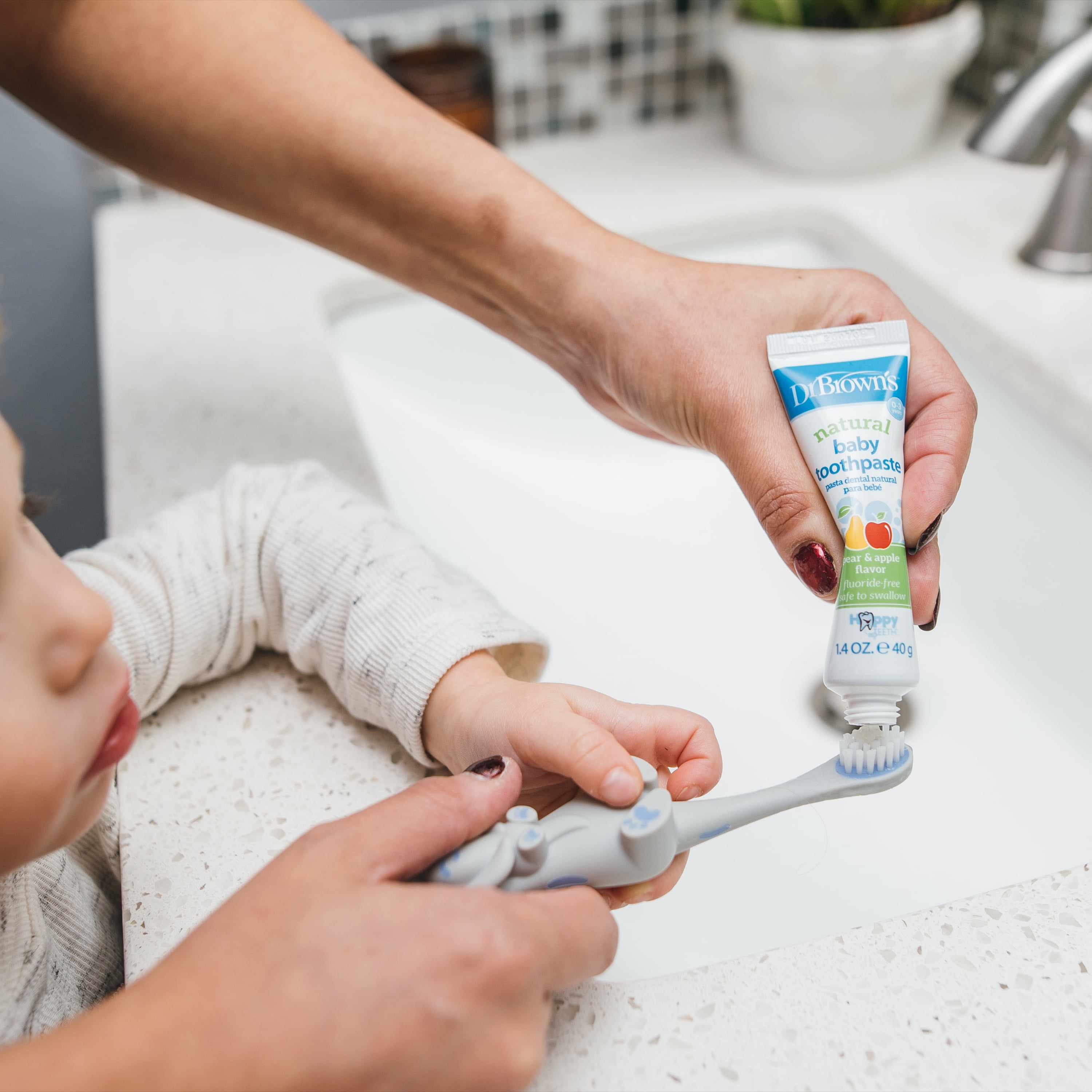 Dr. Brown's Baby & Toddler Training Toothbrush with Soft Bristles, Gray Otter, 1-4 Years, 1 Pack