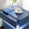 thumbnail image 3 of Algherohein Wood 3 Drawer Blue Nightstand Set of 2 with LED Lights,Bedroom Side Tables End Tables, 3 of 6
