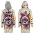 thumbnail image 3 of Devon Rex Portrait Watercolor Vintage Retro Styles All Over Print 3D Hooded Duffle Toggle Coat Cat Lover Kitten Owner Gifts - 00001, 3 of 6