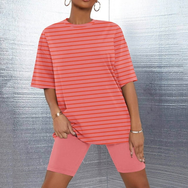 Ensemble de Pyjama pour Femmes, Haut à Manches Courtes en Laitue Unie avec Short, Ensemble de Pyjama, Cadeaux pour Femmes, m
