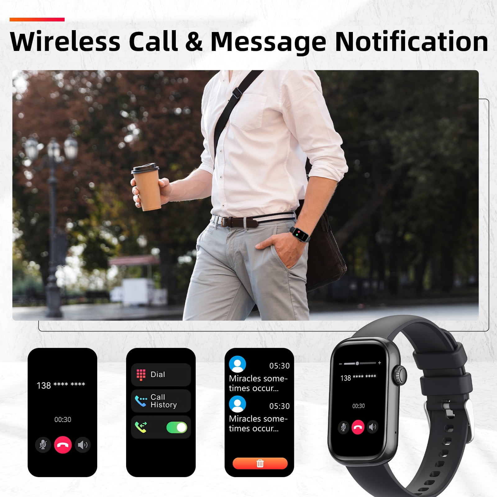 Pakrys QS50 Smart Watch for Women with 1.47” Full Touch Screen Smartwatch with Bluetooth Call 100+ Sports Modes Fitness Tracker with IP68 Waterproof for iOS Android