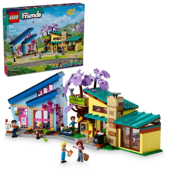 LEGO Friends Olly and Paisley's Family Houses Toy for Kids with 5 Mini-Doll Figures for Creative Play, Two-Story Home with Treehouse Toy, Dollhouse Toy Gift Idea for Girls and Boys Ages 7+, 42620, Includes 1126 Pieces, Ages 7+