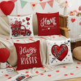 thumbnail image 2 of Valentine''s Day Red Pillow Covers 18 x 18 Inch Set of 4 Love Truck Valentine Deco Pillowcases for Home Sofa Couch Cushion Decoration, 2 of 6