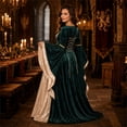 thumbnail image 5 of Domzest Halloween Costumes for Women Renaissance Long Bell Sleeve Lace-Up Medieval Dress Floor Length Gothic Princess Dresses, 5 of 6