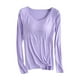 thumbnail image 2 of Pijama de manga larga para mujer, ropa de casa de color con almohadillas para el pecho, camiseta de manga larga, cómoda base para uso externo, pijama de modal de cuello redondo para mujer., 2 of 3
