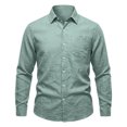 thumbnail image 5 of Linen Shirts for Men Long Sleeve, Casual Summer Button Down Shirt Tops, Fashionable Loose Breathable Solid Color, light Green 2xl, 5 of 6