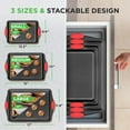 thumbnail image 2 of NutriChef 3-Piece Nonstick Kitchen Oven Baking Pans - Premium & Stylish Non-Stick Steel, Commercial Grade Restaurant Quality Metal Bakeware with Red Silicone Handles - Easy to Clean, NCSBS3S, 2 of 4