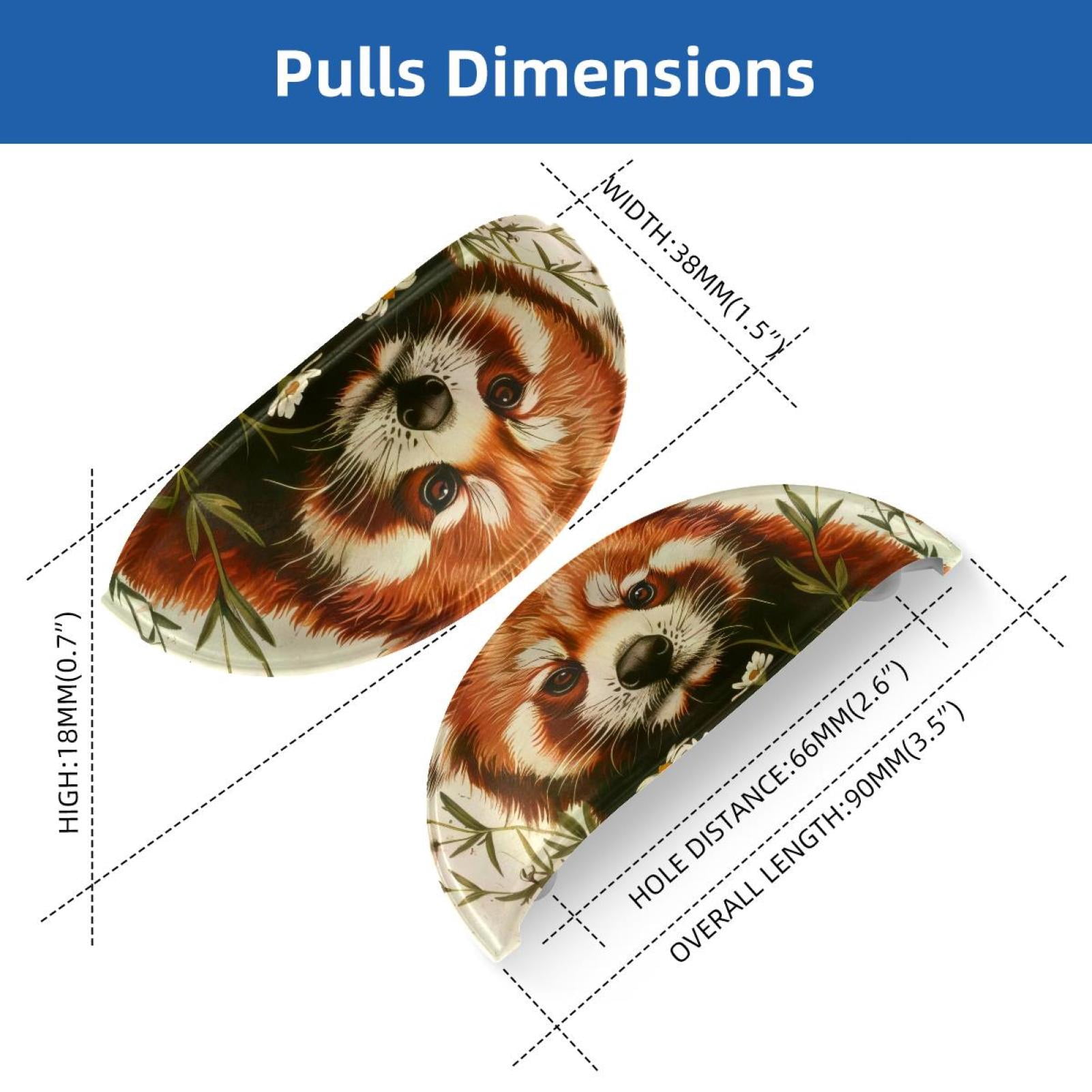 PhooArto 6 Pcs Cup Drawer Pulls, Vintage Red Panda Daisy Flowers Shell Shape Handles Cabinet Knobs for Dresser Cupboard Closet Wardrobe with Screws