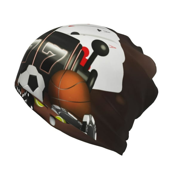 Honeii Casino And Sports Print Winter Beanie Daily Hat - Thermal Polar Fleece Ski Running Hat Skull Cap for Men and Women,Beanie