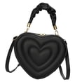 thumbnail image 3 of Bolso de hombro con forma de corazón de piel sintética con correa ajustable y elegante. Negro, 3 of 9