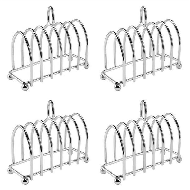 4X Soporte para Rejilla de Pan Tostado Rejilla para Tostadas de Acero Inoxidable para 6 Rebanadas con Pies de Bola y Asa de Transporte
