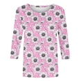 thumbnail image 5 of Edvintorg Tops Women Plus Size Fashion Floral Printed Crew Neck 3/4 Sleeve Casual Pullover Shirt Women's Blouses Womens Clothing Pink XXXL, 5 of 7