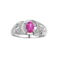 thumbnail image 1 of RYLOS Men's Rings Sterling Silver Rings Classic Designer Style 8X6MM Oval Gemstone & Diamond Ring Star Ruby July Birthstone Rings For Men Size 11, 1 of 7