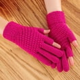 thumbnail image 1 of Womens Winter Screen Knit Warm Lining Three Finger Double Touchable Screen Sms Fingertip Design Mittens, 1 of 1