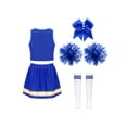 thumbnail image 2 of YiZYiF Ensemble de 5 Pcs pour Filles, Tenue de Cheerleading, Uniforme de Cheerleading Scolaire, Robe de Danse Musicale, Bleu 14, 2 of 5