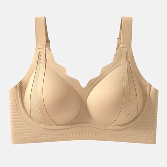 Yotami Womens T-Shirt Bras Lounge Support Bra for Daily Push Up Seamless Wireless Bra, 38A, Beige