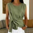 thumbnail image 3 of Perfectbot Women’s Side Tie Sleeveless Blouse, Crewneck Lightweight Cotton Linen Tank Top for Summer Casual, 3 of 7