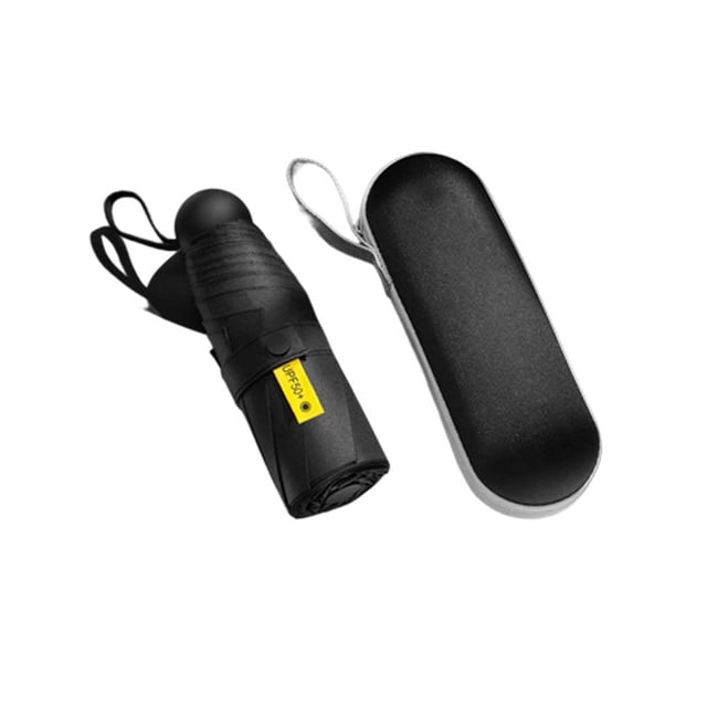 Cateissary Paraguas portátil 2 en 1, sombrilla plegable impermeable, Protector de bolsillo Personal, a prueba de sol, a prueba de viento, protección de 5 Paraguas de lluvia Negro Cateissary HA067363-04