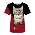 thumbnail image 4 of SMihono Hauts pour Femmes Été Décontracté T-Shirts Col Rond Imprimé Animal Manches Courtes Blouse Grande Taille, 4 of 5