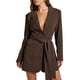 thumbnail image 3 of Conjunto de Blazer con Cinturón para Mujer, Gabardina Formal de Trabajo, Vestido Blazer Cruzado de Larga con Cinturón Café XXL, 3 of 8