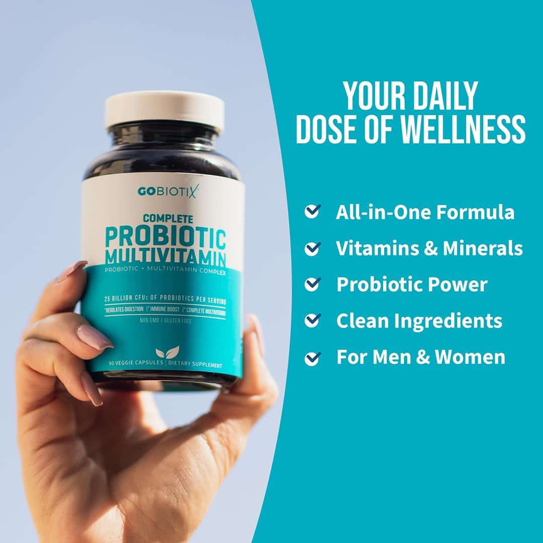 GoBiotix Probiotic Multivitamin for Women & Men, Immune & Digestive Support, Gluten-Free, 90 Capsules