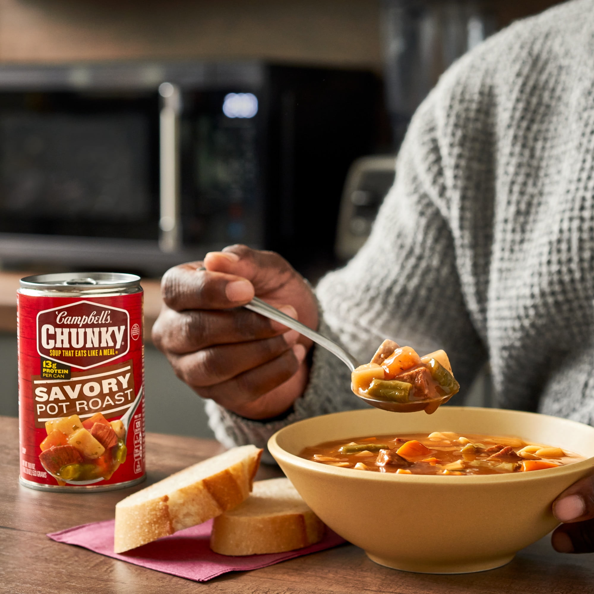 (6 pack) Campbell’s Chunky Soup, Savory Pot Roast Soup, 18.8 oz Can