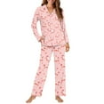 thumbnail image 2 of FOR U DESIGNS Heart Pig Pajama Sets for Women 2 Piece Button Down V-neck Tops Size XS Sleepwear Long Sleeve Pants with Pockets for Womens Nightwear Button Front, 2 of 7