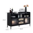 thumbnail image 2 of Lecut Buffet Sideboard Cabinet with Clear Acrylic Door Kitchen Storage Cabinets with Natural Rattan Drawer Modern Coffee Bar Cabinet with Led Lights for Kitchen Dining Room Living Room Hallway Black, 2 of 8