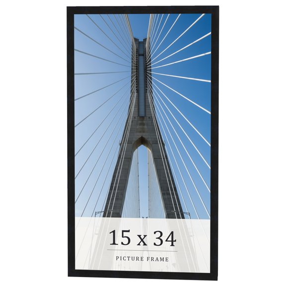 15x34 Frame Black Real Wood Picture Frame Width 0.75 inches | Interior Frame Depth 0.5 inches |
