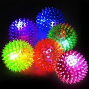6 Pack of Light-up Flashing LED Spiky Squeaky Balls (Random Colors) NOT FOR PETS