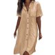 thumbnail image 1 of Camisas de Sueño de las Mujeres Color Sólido Casual de Manga Corta Regular Extendido Cardigan Multi-Color Vestido de Camisa, 1 of 6