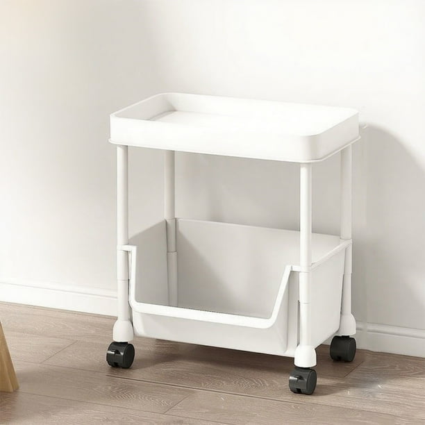 Plastic Storage Rack with Wheels | Large Capacity Layered Organizer | Removable Rolling Shelf | ABS Durable Material | Space Saver for Living Room, Kitchen, Bathroom | 30x20x89.5cm | 1-Pack