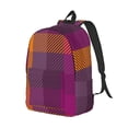 thumbnail image 2 of Balery Purple Yellow Buffalo Plaid Vintage Canvas Backpack for Men and Women - Large Capacity, Durable Travel Laptop Bag for School, Work, Hiking, and Outdoor Activities, 2 of 7