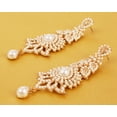 thumbnail image 3 of Sunsoul by Touchstone "Hollywood Glamour Oscar Collection " Indian Attractive Paisley Motif Filigree Pearl Designer Bridal Jewelry Long Chandelier Earrings In Antique Gold Tone For Women., 3 of 4