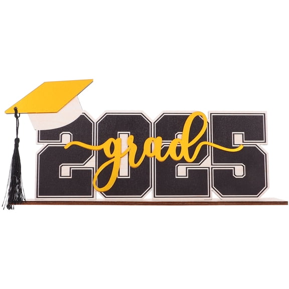 FUEENIRVA Graduation Centerpiece, Black Wooden and Acrylic, Enhance Party Atmosphere, 1Set