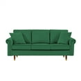 thumbnail image 5 of 2 Piece Living Room Sofa Sets, Modern Velvet Upholstered Sectional Sofa Sets with 2 Seater and 3 Seater Sofa, Mid-Century Loveseat and Sofa Chair with Solid Wood Legs & Rolled Arm & 4 Pillows, Green, 5 of 7