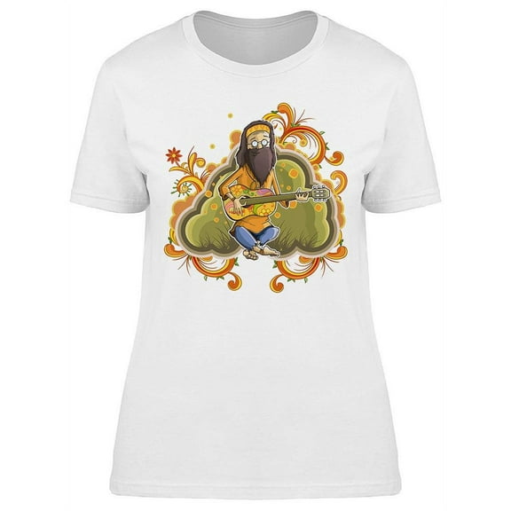 Hippie With Guitar T-Shirt Women -Image by Shutterstock, Female 3X-Large