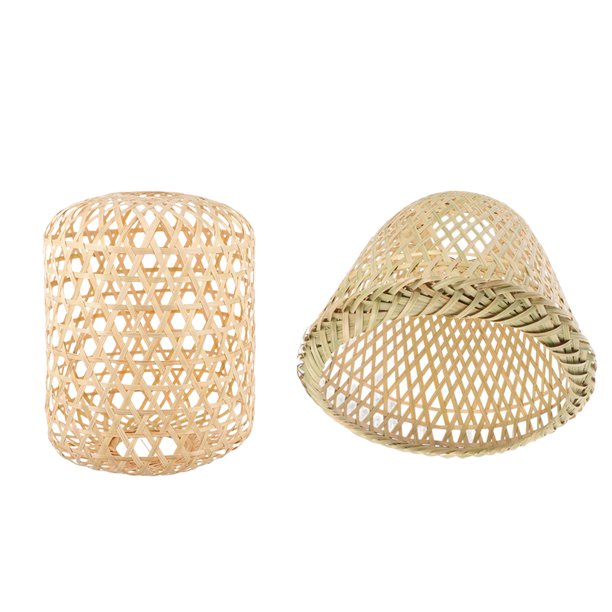 2x Pantalla de lámpara de bambú Pantalla colgante Luz colgante Decoración de cocina para lámpara de techo Lámpara de mesa de comedor Droplight Sala de estar 20x25cm 25x18.5cm jinwen Pantalla tejida