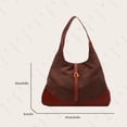 thumbnail image 6 of Brown Suede Bag Faux Suede Tote Bag Leather Hobo Bags for Women Dark Brown Suede Purse Slouchy Tote Bag Fall Handbag, 6 of 6