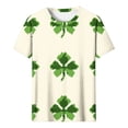 thumbnail image 2 of Uootdi T-Shirts à Manches Courtes pour Femmes Col Rond Trèfle Graphique Usé Tenue Décontractée Quotidienne Cadeau, 2 of 7
