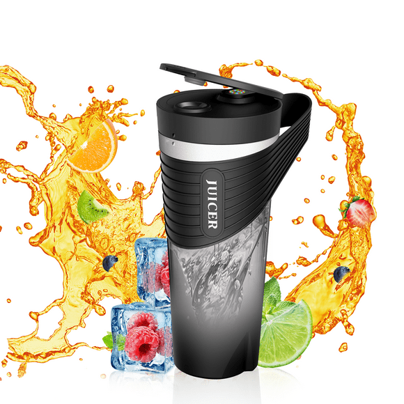 Mistaha Portable Juice Blender with Self-Cleaning, IP7 Waterproof, 460ml Capacity, USB Rechargeable Mixer Cup for Smoothies, Built-in 6 Blades, Marquee Light Indicator - Black