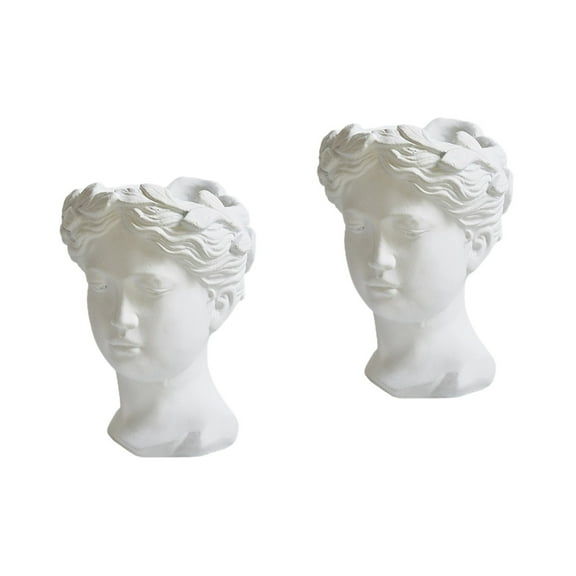 Masteelf 2pcs Flower Planter Resin Statue Flower Planter Decorative Art Sculpture for Home Office
