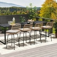 thumbnail image 4 of Costway Patio 360° Swivel Bar Stools Set of 2 with Backrests & Footrests Soft Seat Cushions, 4 of 9