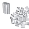 thumbnail image 1 of Uxcell 25-Pack Aluminum Crimping Loop Sleeves, 5mm 3/16 Double Round Barrel Wire Rope Sleeves, 1 of 2