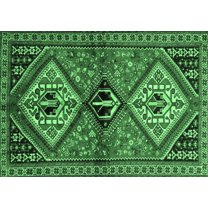 Ahgly Company Indoor Rectangle Persian Emerald Green Traditional Area Rugs, 5' x 7'