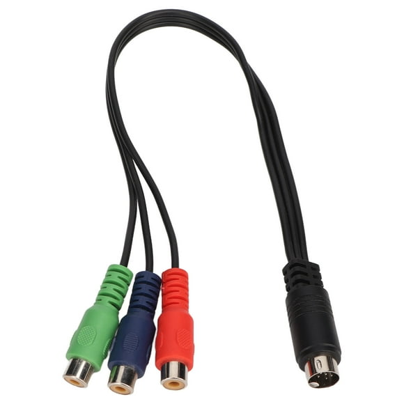 MINI DIN 9 Pin Male To 3  Female Cable, MINI DIN 9 Pin To 3  Cable 11.8in Red Green Blue High Accuracy Flexible  for Video Equipment