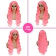 thumbnail image 2 of Pink Lace Front Wig Human Hair 28 inch Pre Colored Body Wave Lace Front Wigs Human Hair 180% Density Glueless Wigs Human Hair Pre Plucked with Baby Hair 13x4 HD Transparent Lace Pink Wigs for Women, 2 of 7