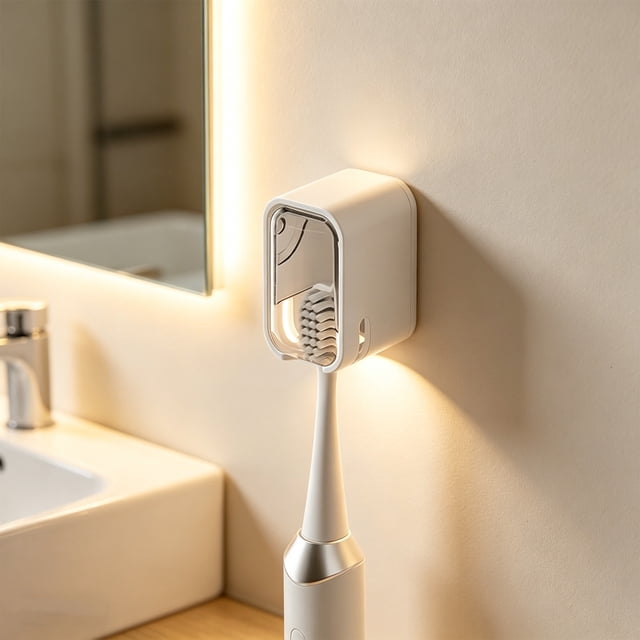 10Pcs Wall Mounted Toothbrush Holder, Usloyux Bathroom Organizer Wall Mounted, No Drill Toothbrush Storage Rack, Adhesive Bathroom Wall Organizer for Toothbrush Holder, Bathroom Countertop Sink